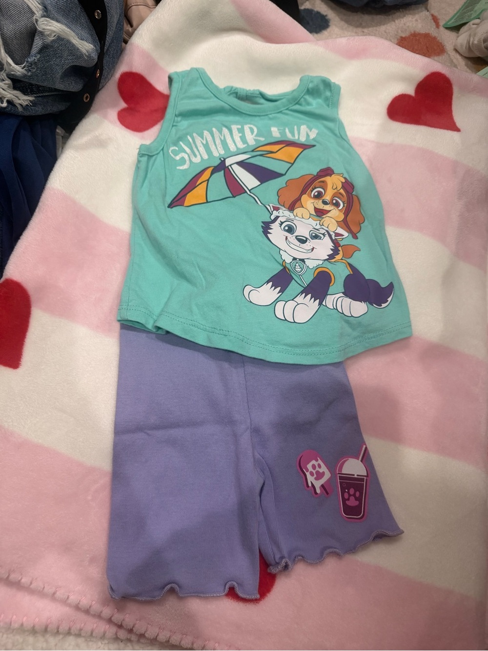 Paw Patrol "Summer Fun" Aqua Tank & Lavender Shorts Set